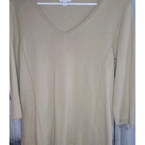 Women's‎ J. Jill Sweater Small Beige/ Tan V-Neck Knit Pullover, Balletcore, Fall